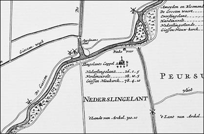 Kaart polder Slingeland - zuid is boven